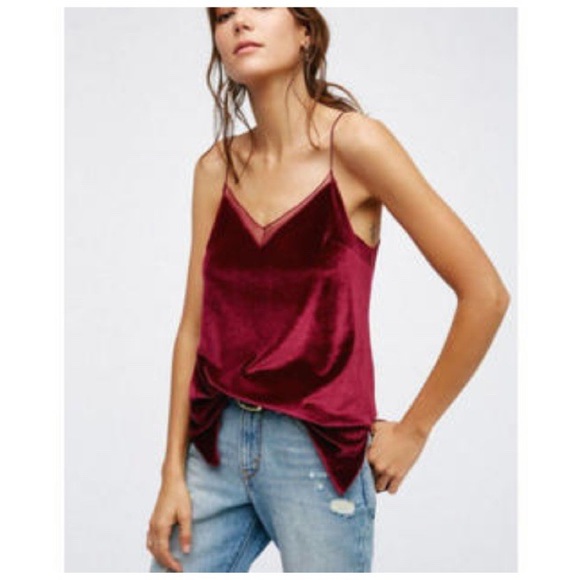 Free People Tops - Free People Sz Md Luxe Red Velvet Tank